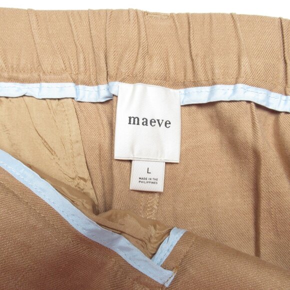 Anthropologie Maeve Avery Pleated Wide-Leg Trousers Linen Edition Khaki Large - Picture 10 of 11